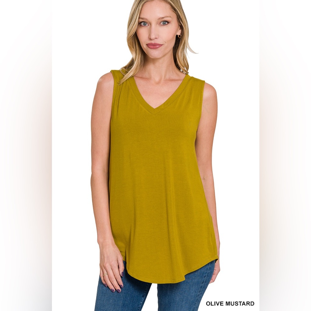 Zenana Outfitters Olive Mustard V-Neck Tank Top